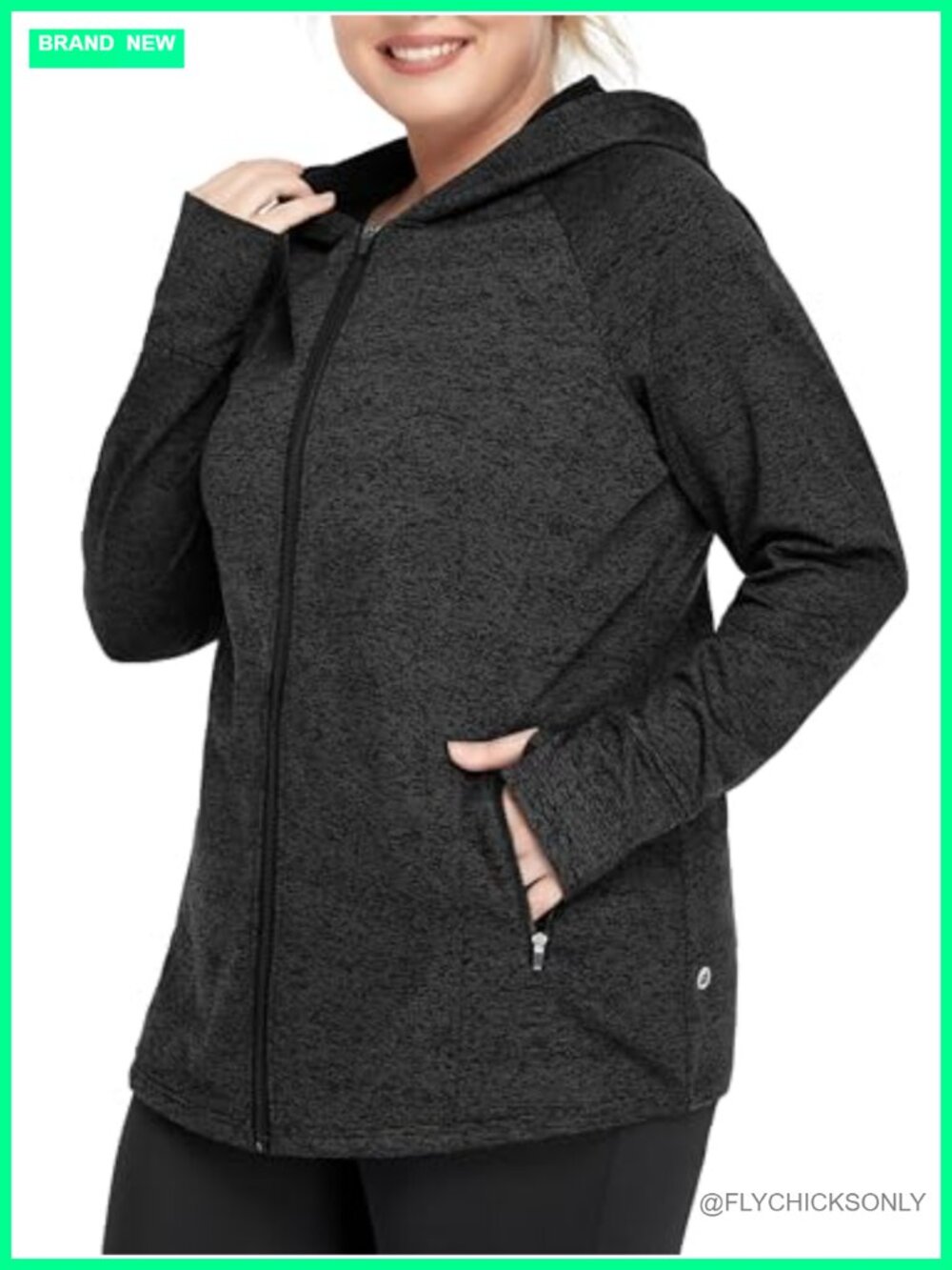 Plus Size Fleece Jacket Full Zip Hoodie Lightweight Running Yoga Gym